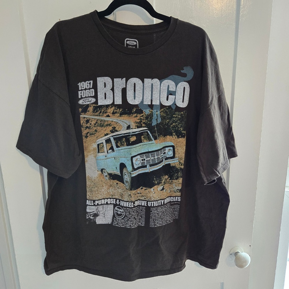 Ford Bronco 1967 Vintage Graphic T-Shirt Mens Brown XL Short Sleeve Crewneck